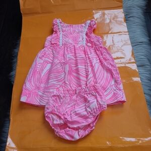 Lilly Pulitzer Baby Girl Dress With Bloomer Size: 6-12m Pink/ White